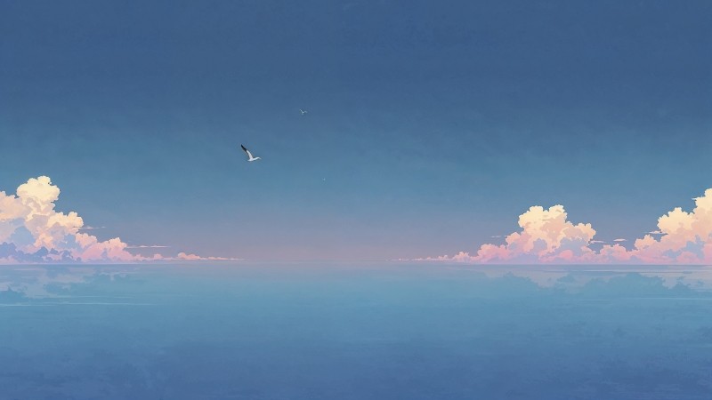 anime sky wallpaper, pastel blue, soft hues, background for desktop wallpaper (horizontal)