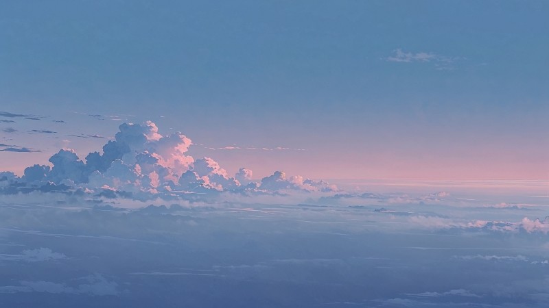 anime sky wallpaper, pastel blue, dreamy sky, background for desktop wallpaper (horizontal)