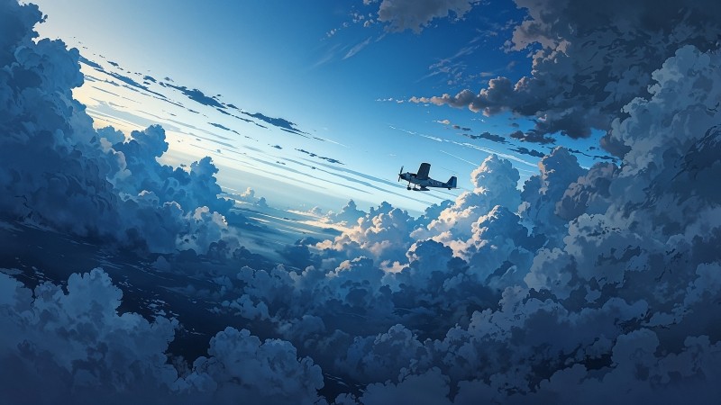 propeller plane wallpaper, inspiring journey, adventurous flight, background for desktop wallpaper (horizontal)