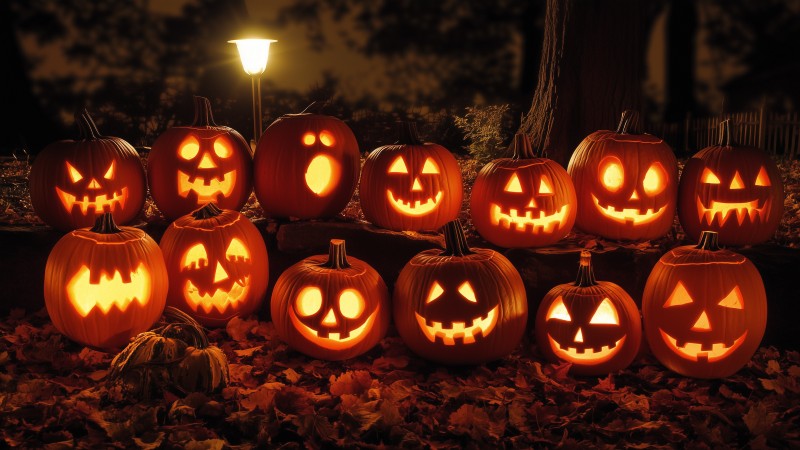 pumpkin wallpaper, Halloween, autumn, background for desktop wallpaper (horizontal)