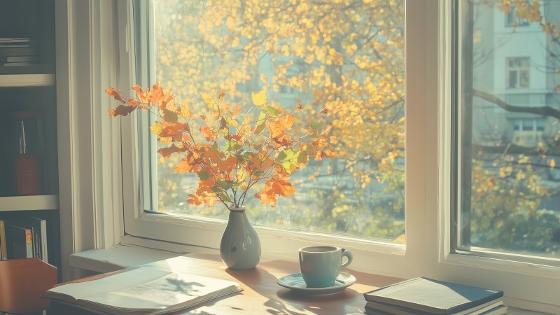 thanksgiving table wallpaper, cozy home, cozy decor, background for desktop wallpaper (horizontal)