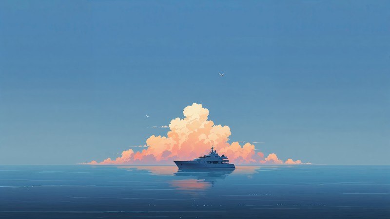 blue sky wallpaper, cumulonimbus, tranquil sea, background for desktop wallpaper (horizontal)