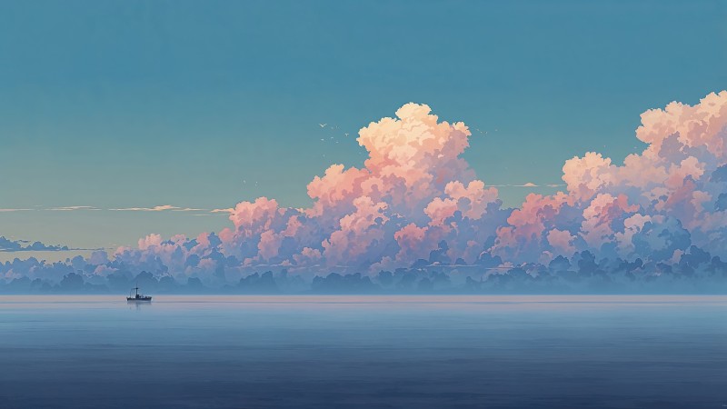 blue sky wallpaper, boat, sailing boat, background for desktop wallpaper (horizontal)