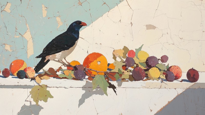 autumn decor wallpaper, fall foliage, landscape painting, background for desktop wallpaper (horizontal)