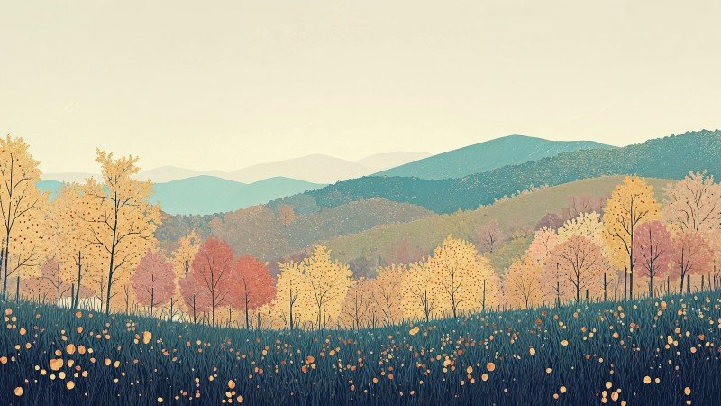 autumn decor wallpaper, nature painting, rustic home decor, background for desktop wallpaper (horizontal)