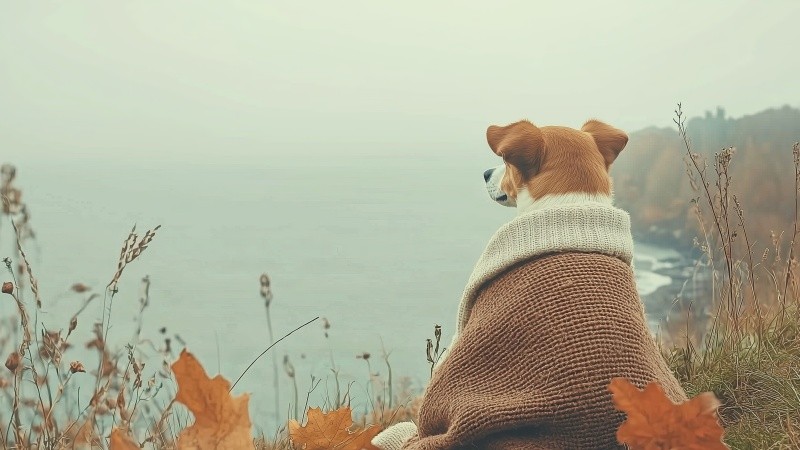 dogs thanksgiving wallpaper, cute puppies, autumn vibes, background for desktop wallpaper (horizontal)