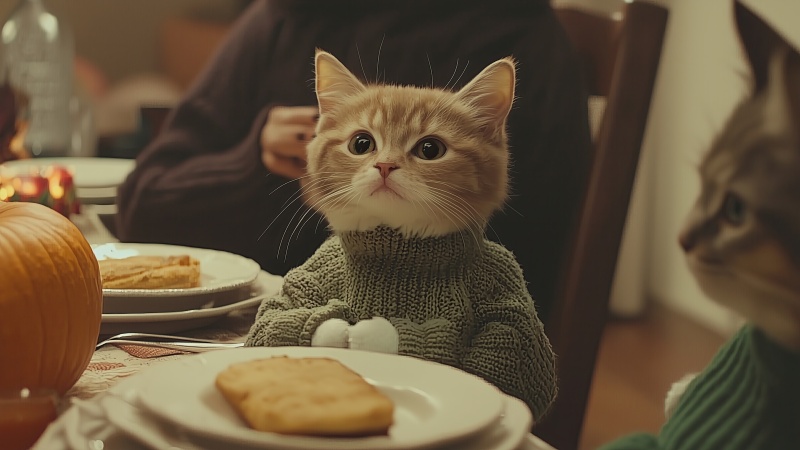 cats thanksgiving wallpaper, funny, thanksgiving humor, background for desktop wallpaper (horizontal)