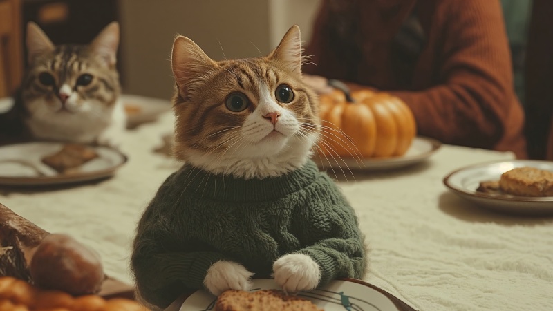 cats thanksgiving wallpaper, funny, fall fashion trends, background for desktop wallpaper (horizontal)