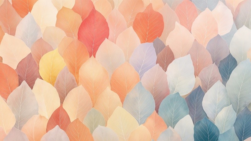 leaf pattern wallpaper, seasonal decor, organic shapes, background for desktop wallpaper (horizontal)