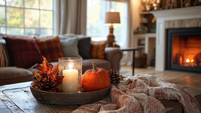 living room wallpaper, fireplace, comfortable seating, background for desktop wallpaper (horizontal)