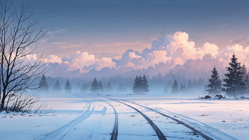 xmas wallpaper, landscape, white christmas, background for desktop wallpaper (horizontal)