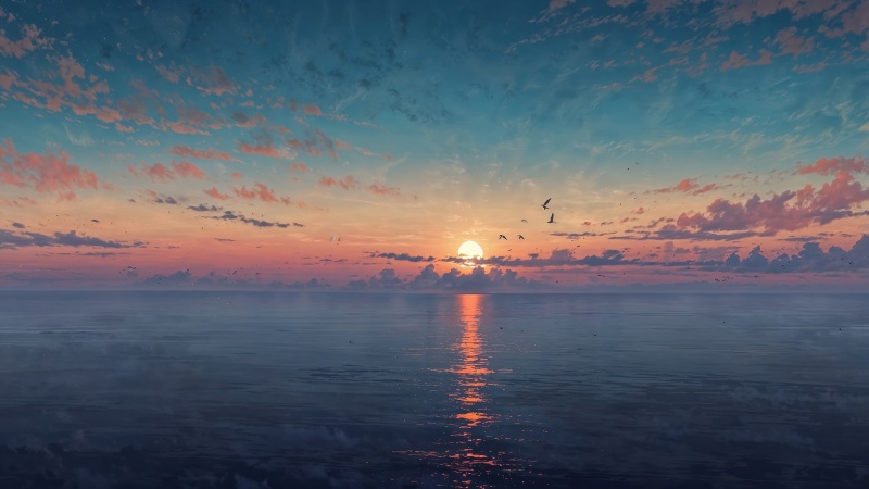 beach sunset wallpaper, sunset hour, evening sky, background for desktop wallpaper (horizontal)