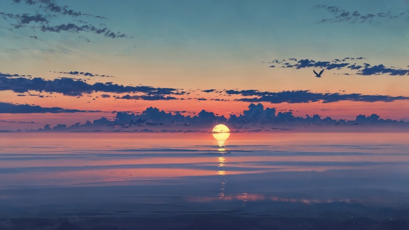 beach sunset wallpaper, sunset hour, sea view, background for desktop wallpaper (horizontal)