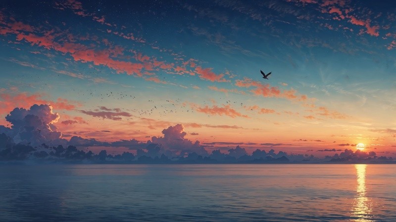 beach sunset wallpaper, nature's beauty, tropical sunset, background for desktop wallpaper (horizontal)