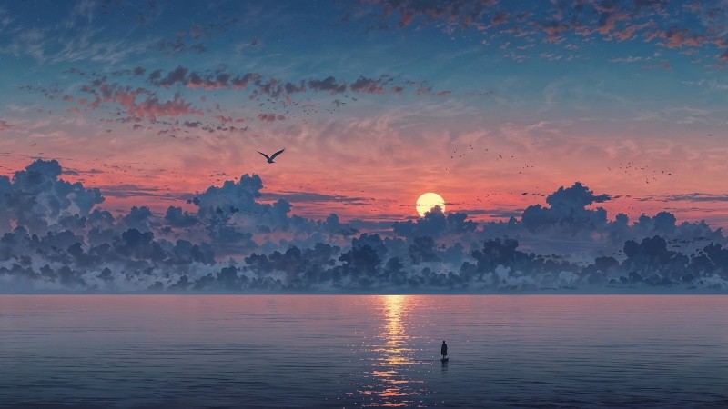 beach sunset wallpaper, tropical sunset, evening sky, background for desktop wallpaper (horizontal)