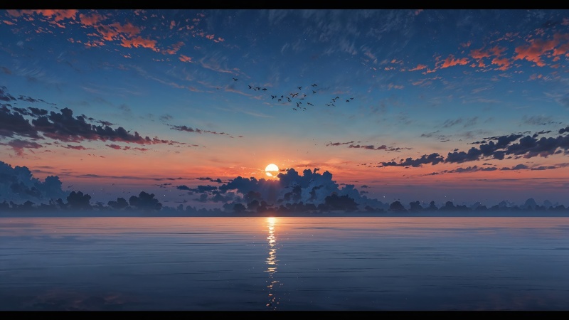 beach sunset wallpaper, twilight beach, waves crashing, background for desktop wallpaper (horizontal)