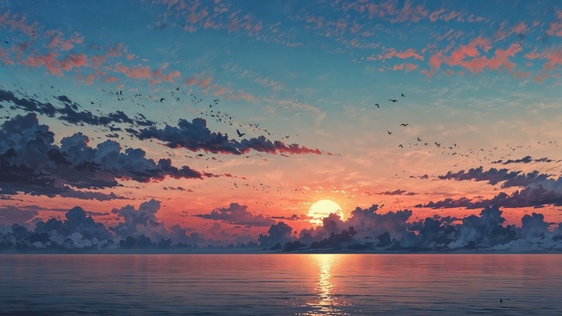 beach sunset wallpaper, tropical sunset, sunset colors, background for desktop wallpaper (horizontal)