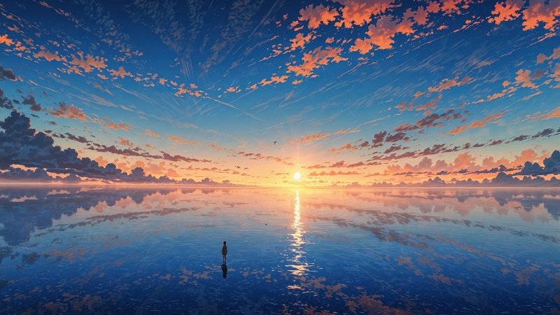 sunset wallpaper wallpaper, coastal landscape, horizon view, background for desktop wallpaper (horizontal)