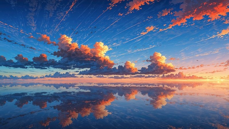 sunset wallpaper wallpaper, tranquil sea, colorful sky, background for desktop wallpaper (horizontal)