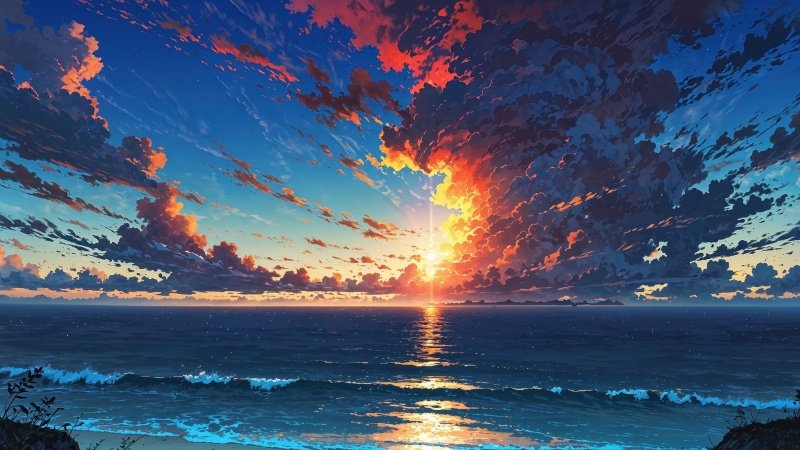 sunset wallpaper wallpaper, beautiful clouds, sunset colors, background for desktop wallpaper (horizontal)