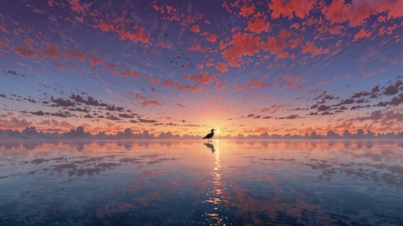 sunset wallpaper wallpaper, golden sky, tranquil sea, background for desktop wallpaper (horizontal)