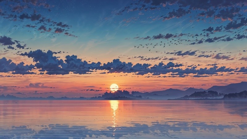 sunset wallpaper wallpaper, colorful clouds, dramatic sky, background for desktop wallpaper (horizontal)