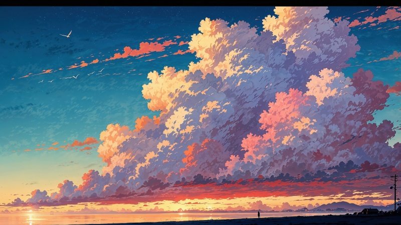 sunset wallpaper wallpaper, tranquil sea, nature beauty, background for desktop wallpaper (horizontal)