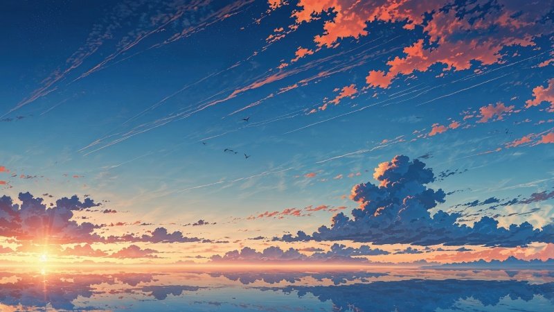 orange sky wallpaper, dramatic sky, nature landscape, background for desktop wallpaper (horizontal)