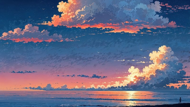 tropical beach wallpaper, colorful clouds, beautiful clouds, background for desktop wallpaper (horizontal)