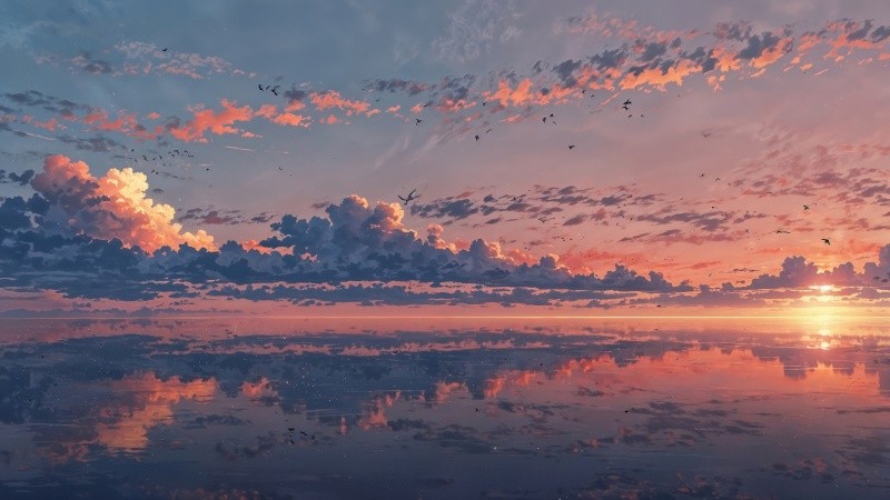 colorful clouds wallpaper, warm tones, scenic landscape, background for desktop wallpaper (horizontal)