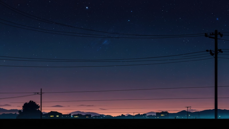 simple wallpaper, dark sky, electrical wires, background for desktop wallpaper (horizontal)