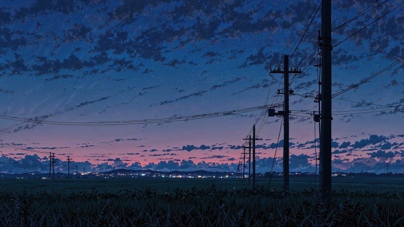 night wallpaper wallpaper, power line, tranquil scenery, background for desktop wallpaper (horizontal)