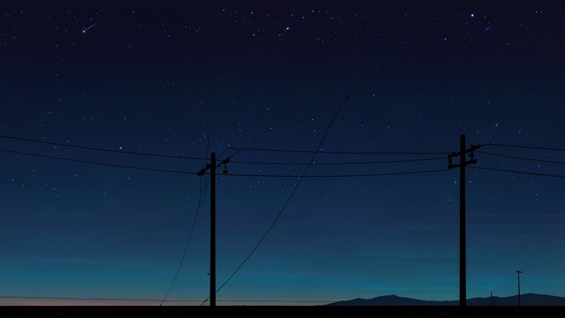power line wallpaper, stars at night, constellations, background for desktop wallpaper (horizontal)