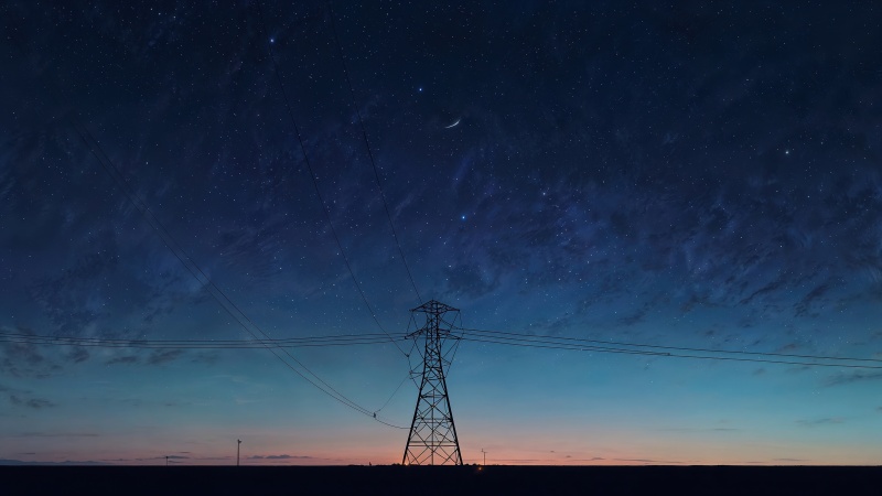 power line wallpaper, power lines, landscape, background for desktop wallpaper (horizontal)