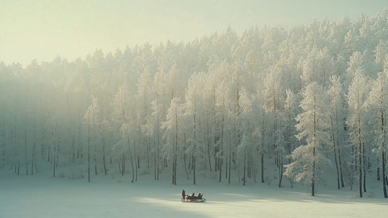 christmas reindeers wallpaper, snowy, snowflakes, background for desktop wallpaper (horizontal)