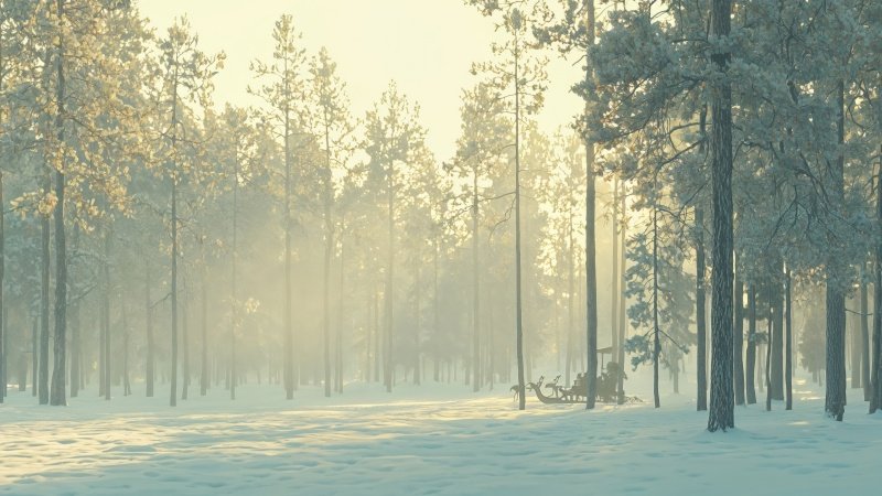 christmas reindeers wallpaper, snowy, festive decorations, background for desktop wallpaper (horizontal)