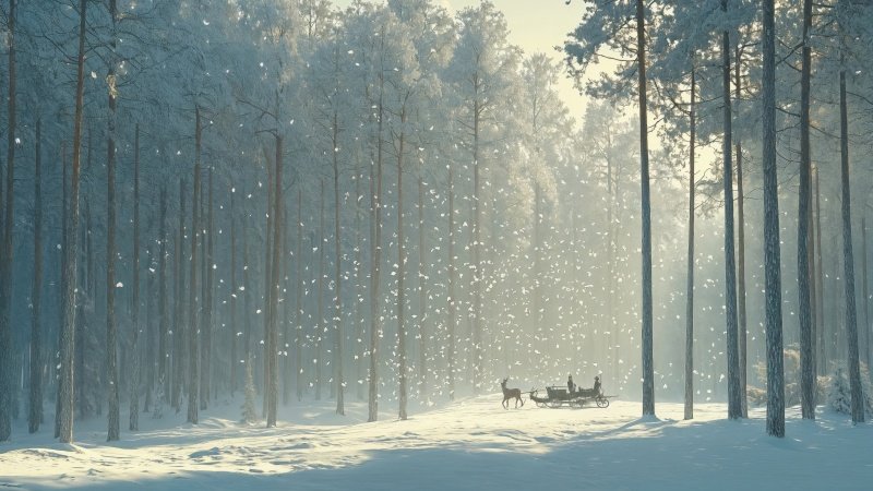 christmas reindeers wallpaper, snowy, cozy cabin, background for desktop wallpaper (horizontal)
