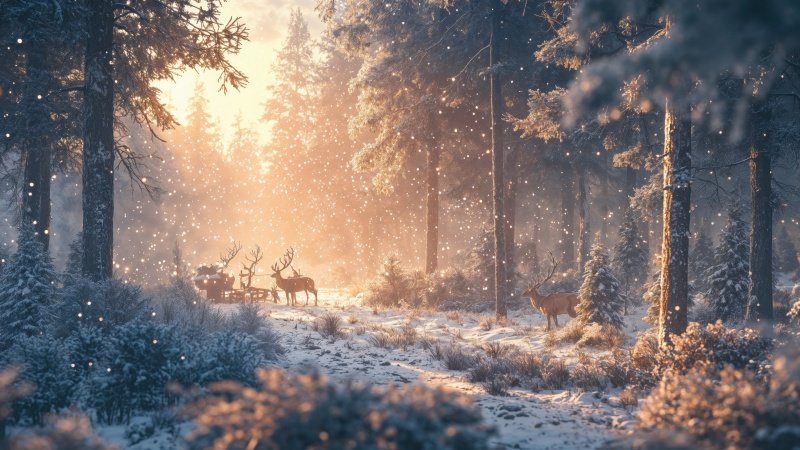 christmas reindeers wallpaper, holiday magic, seasonal cheer, background for desktop wallpaper (horizontal)