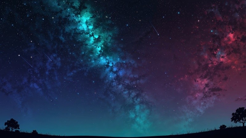 galaxy sky wallpaper, cosmic background, night sky art, background for desktop wallpaper (horizontal)