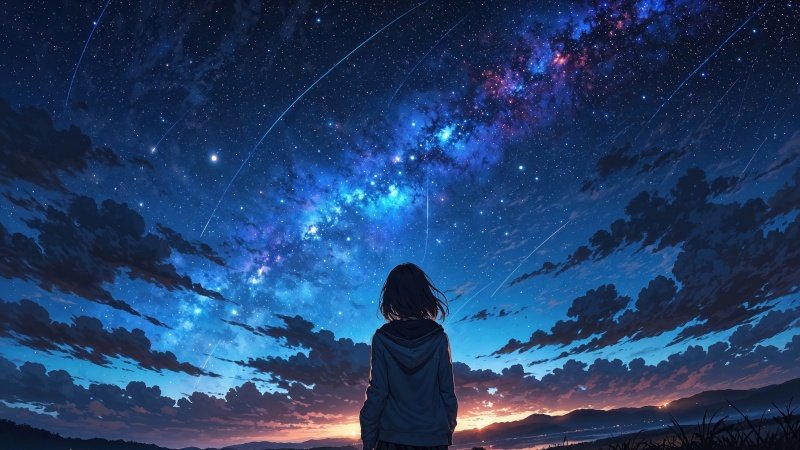 anime sky wallpaper, stars background, anime night sky, background for desktop wallpaper (horizontal)
