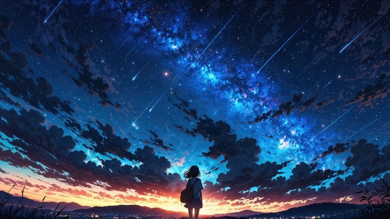 galaxy wallpaper wallpaper, anime night sky, cosmic art, background for desktop wallpaper (horizontal)