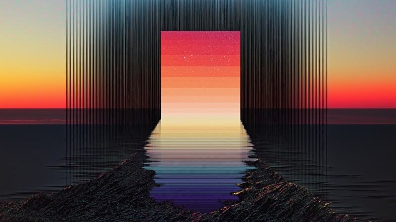 retro vibe wallpaper, abstract art, vintage style, background for desktop wallpaper (horizontal)