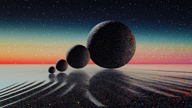 abstract art wallpaper, retro futurism, geometric shapes, background for desktop wallpaper (horizontal)