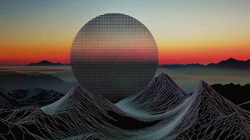 retrowave wallpaper, vaporwave, geometric designs, background for desktop wallpaper (horizontal)