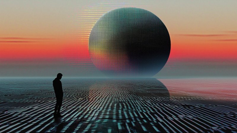 retrowave wallpaper, geometric designs, neon colors, background for desktop wallpaper (horizontal)