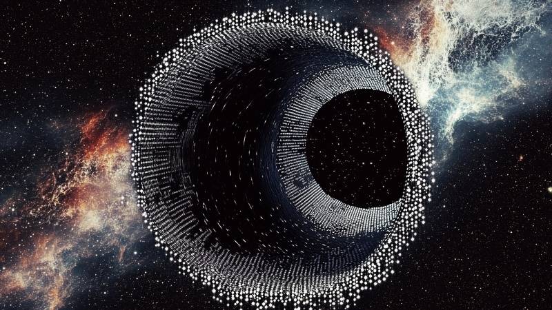 space-time wallpaper, wormhole, celestial bodies, background for desktop wallpaper (horizontal)