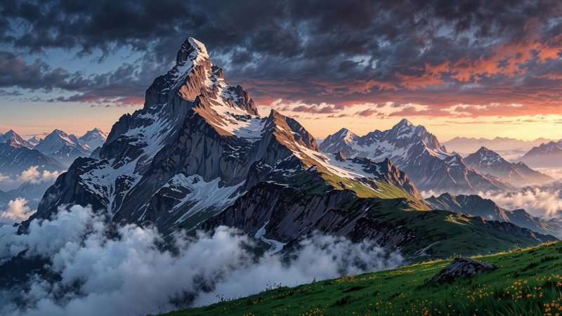 alps wallpaper, mountains, hiking, background for desktop wallpaper (horizontal)