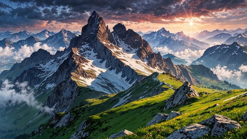 swiss alps wallpaper, weather, hiking trails, background for desktop wallpaper (horizontal)