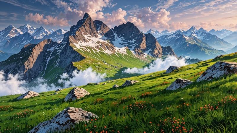 swiss alps wallpaper, weather, hiking trails, background for desktop wallpaper (horizontal)