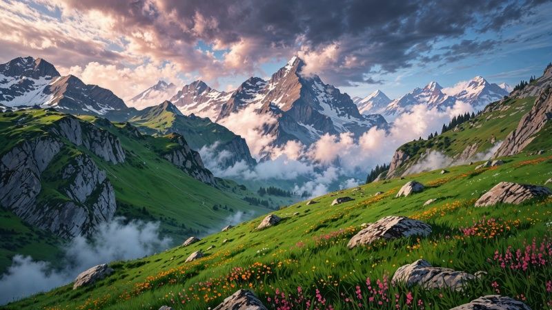 swiss alps wallpaper, weather, weather conditions, background for desktop wallpaper (horizontal)